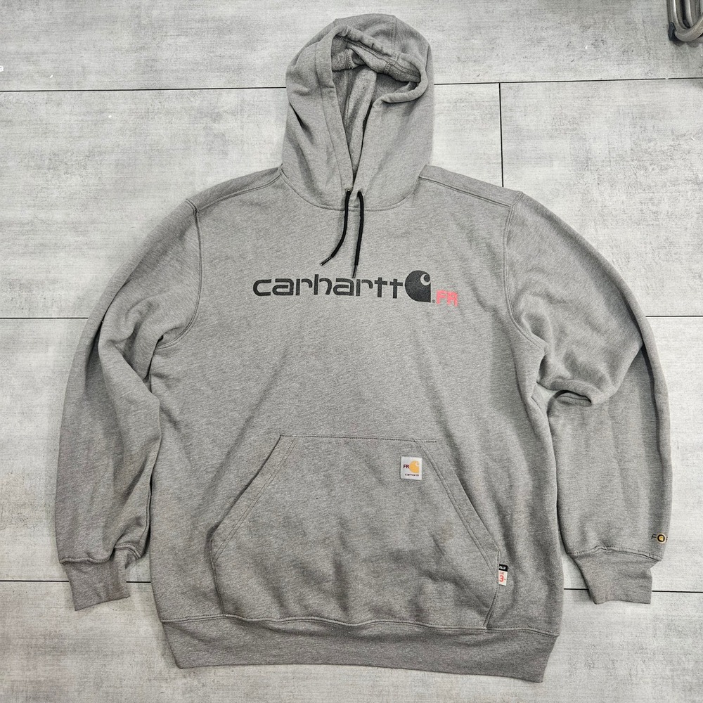 Carhartt FR Force Mens Gray Flame Resistant Hoodie CAT 3 104771 Size Large